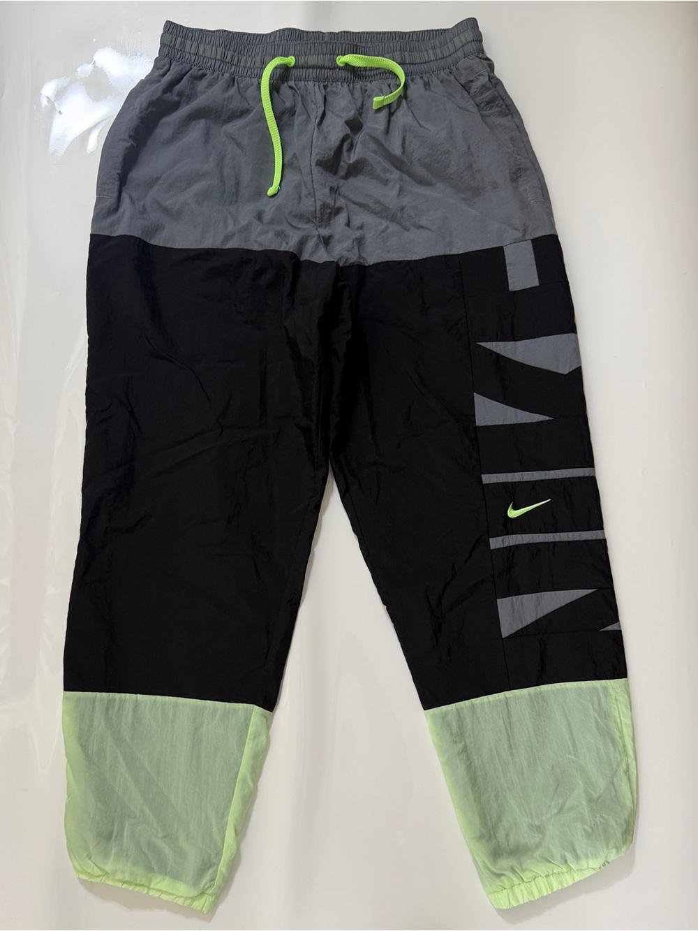 Nike Black & Gray Sweatpants with Neon Green Accents